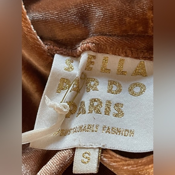Stella Pardo High Waist Wide Leg Velour Camel Velour Size Small NWT MSRP$250‎ - Picture 12 of 13